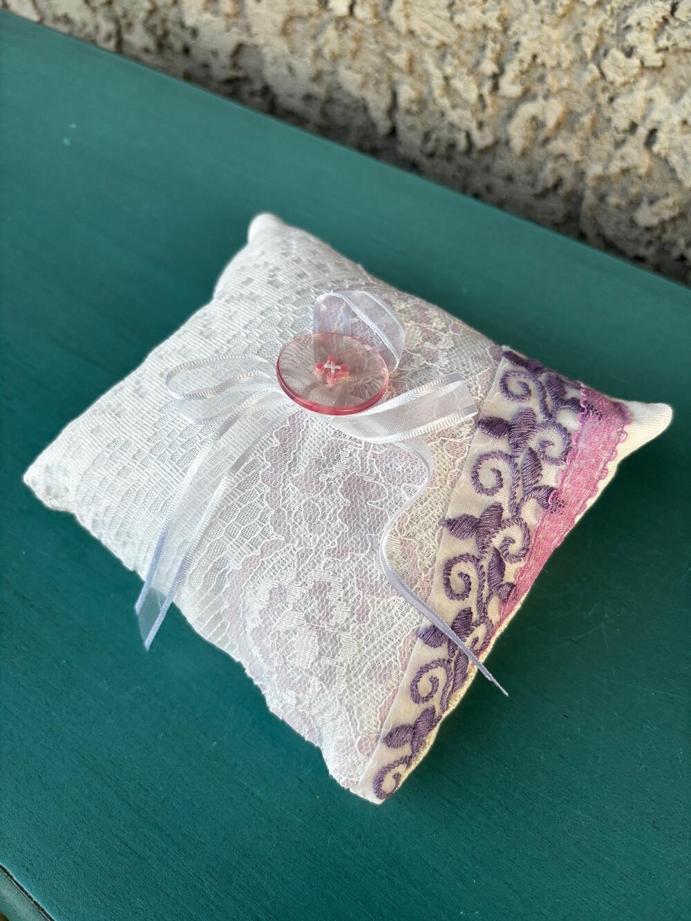 Handmade Ring Bearer Pillow: Lace Wedding Ring Cushion